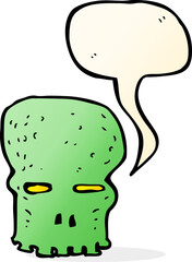 cartoon spooky skull with speech bubble