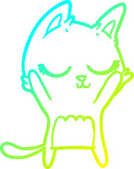 cold gradient line drawing calm cartoon cat