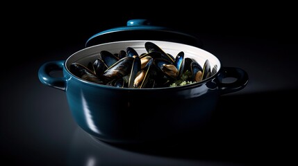 Steaming Mussels in White Wine Garlic Sauce