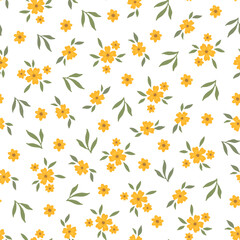 Vector seamless pattern with yellow flowers. Flowers for printing on bed linen. Summer plants.