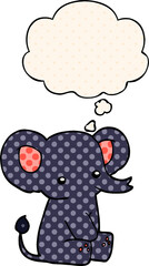 cartoon elephant and thought bubble in comic book style