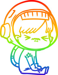 rainbow gradient line drawing angry cartoon space girl
