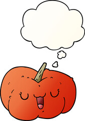 cartoon pumpkin and thought bubble in smooth gradient style