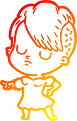 warm gradient line drawing cartoon woman