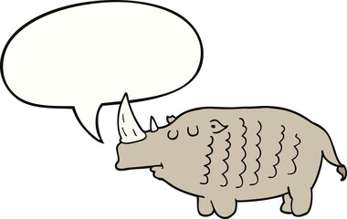 cartoon rhinoceros and speech bubble