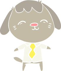 Obraz na płótnie Canvas happy flat color style cartoon office worker dog