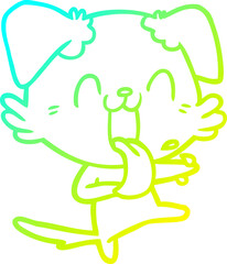 cold gradient line drawing cartoon panting dog