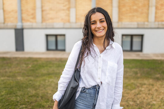 student girl portrait in university campus