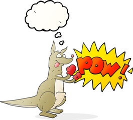 thought bubble cartoon boxing kangaroo