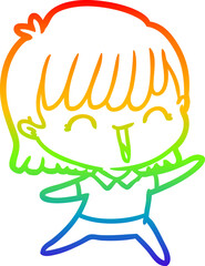 rainbow gradient line drawing cartoon woman