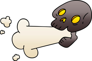 quirky gradient shaded cartoon skull