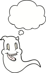 cartoon spooky ghost and thought bubble