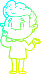 cold gradient line drawing happy cartoon man