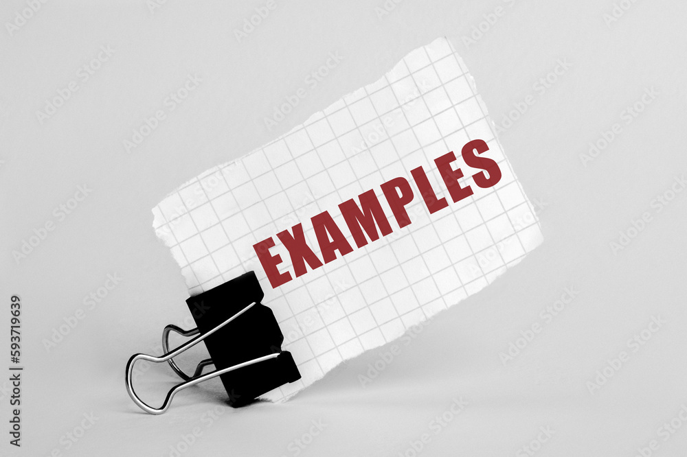 Aufkleber piece of paper on a grey background with text examples