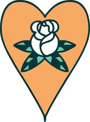 tattoo style icon of a heart and flowers