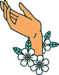 tattoo style icon of a hand