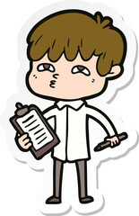 sticker of a cartoon curious man