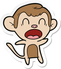 sticker of a shouting cartoon monkey