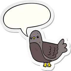 cartoon bird and speech bubble sticker
