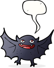 cartoon vampire bat with speech bubble