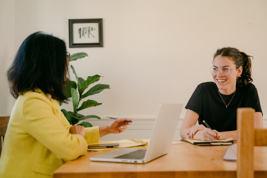 young smiling woman during a business meeting 