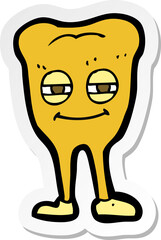 sticker of a cartoon smiling tooth