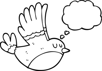 thought bubble cartoon flying bird