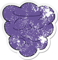 distressed sticker of a quirky hand drawn cartoon berry