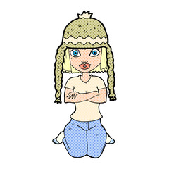 cartoon woman wearing hat