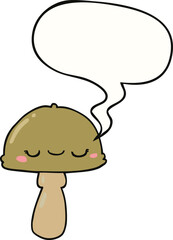 cartoon mushroom and speech bubble