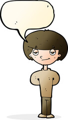 cartoon happy man with speech bubble