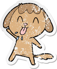 distressed sticker of a cute cartoon dog