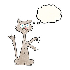 thought bubble textured cartoon cat scratching