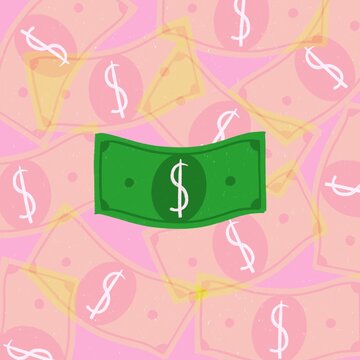 Disappearing Dollar Bills Pattern On Pink 