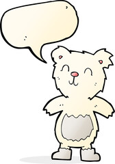 cartoon teddy polar bear with speech bubble