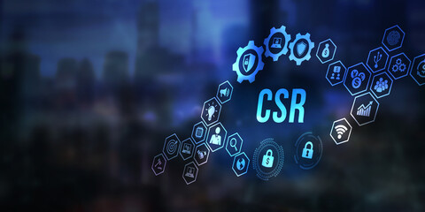 Internet, business, Technology and network concept. CSR abbreviation, modern technology concept. 3d illustration