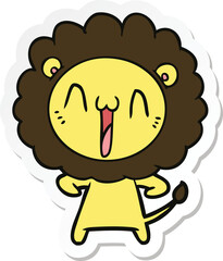 sticker of a happy cartoon lion