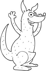 black and white cartoon kangaroo