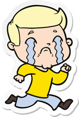 sticker of a cartoon man crying