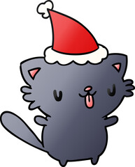 christmas gradient cartoon of kawaii cat