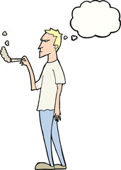 cartoon annoyed smoker with thought bubble