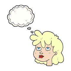 thought bubble cartoon female face