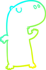 cold gradient line drawing cartoon hippopotamus