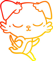 warm gradient line drawing cute cartoon dog