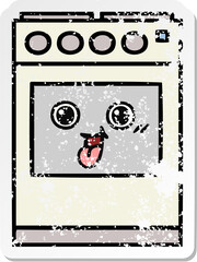distressed sticker of a cute cartoon kitchen oven
