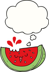 cartoon watermelon and thought bubble