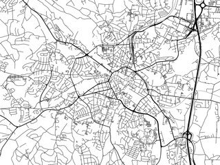 Fototapeta premium Road map of the city of Bayreuth in Germany on a transparent background.