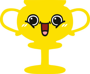 flat color retro cartoon trophy