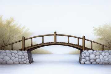 Front view of an empty bridge with water under it Generative AI
