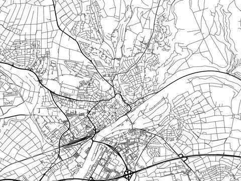Road map of the city of  Schweinfurt in Germany on a transparent background.